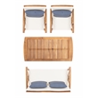 Safavieh Fontana Wood  4 Pc Outdoor Set  in Natural / Beige / Navy / White