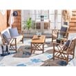 Safavieh Fontana Wood  4 Pc Outdoor Set  in Natural / Beige / Navy / White
