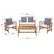 Safavieh Fontana Wood  4 Pc Outdoor Set  in Natural / Beige / Navy / White
