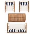 Safavieh Fontana Wood  4 Pc Outdoor Set  in Natural / Beige / Navy / White