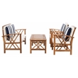 Safavieh Fontana Wood  4 Pc Outdoor Set  in Natural / Beige / Navy / White
