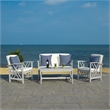 Safavieh Fontana Wood  4 Pc Outdoor Set  in Gray / Beige