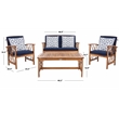 Safavieh Fontana  Wood 4 Pc Outdoor Set in Natural / Navy