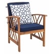 Safavieh Fontana  Wood 4 Pc Outdoor Set in Natural / Navy