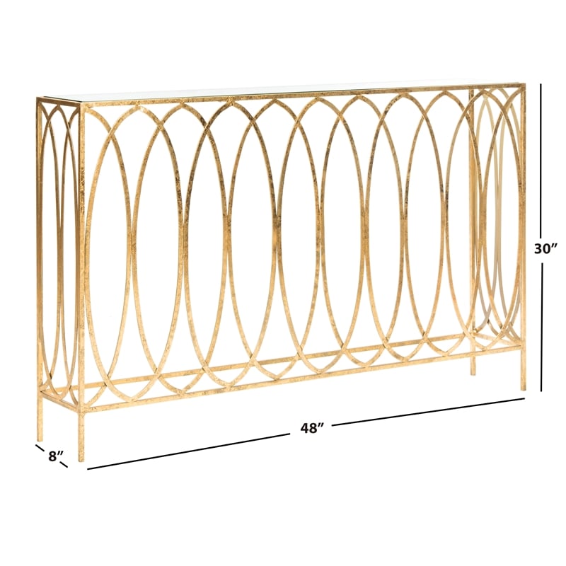 Safavieh Carina Iron Oval Ringed Console Tab in Gold