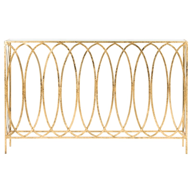 Safavieh Carina Iron Oval Ringed Console Tab in Gold