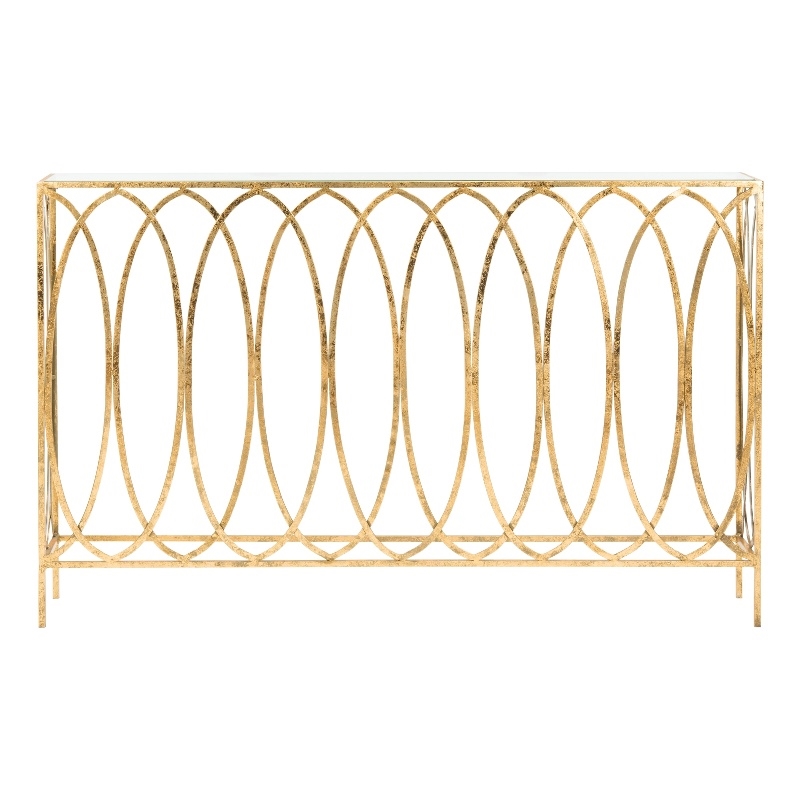 Safavieh Carina Iron Oval Ringed Console Tab in Gold