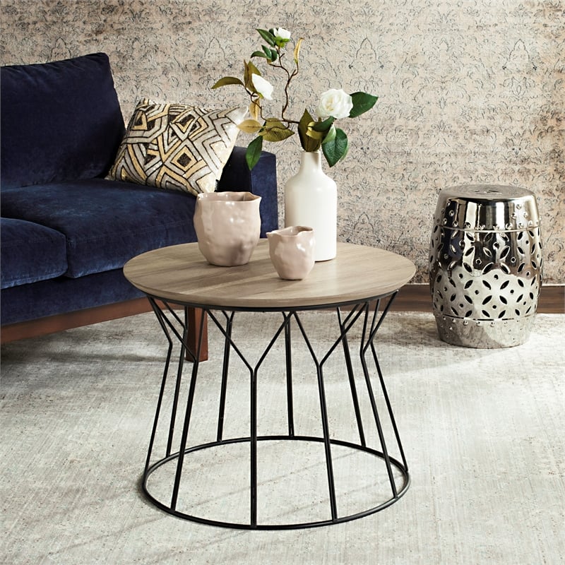 Safavieh Alcott Wood and Metal End Table in Light Gray