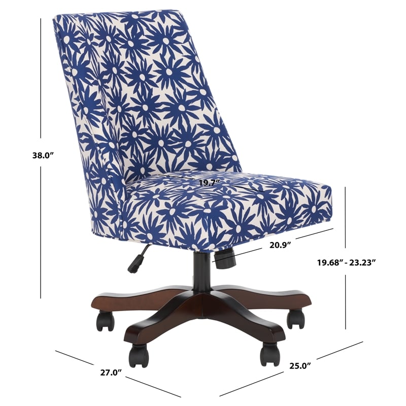 Safavieh Scarlet Wood and Metal Desk Chair in Navy / Ivory