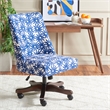 Safavieh Scarlet Wood and Metal Desk Chair in Navy / Ivory