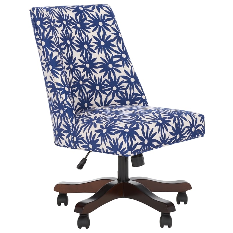 Safavieh Scarlet Wood and Metal Desk Chair in Navy / Ivory