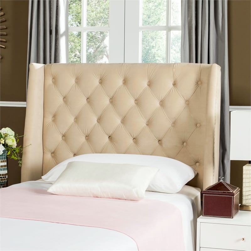 Safavieh London Wood and Fabric Headboard in Beige
