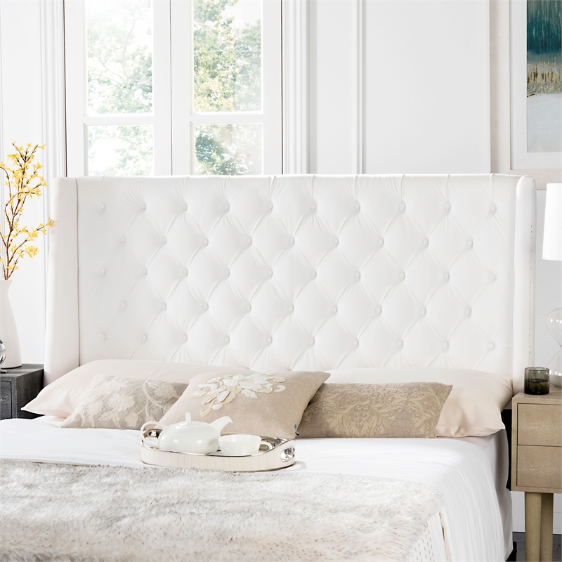 Safavieh London Wood and Fabric Headboard in White