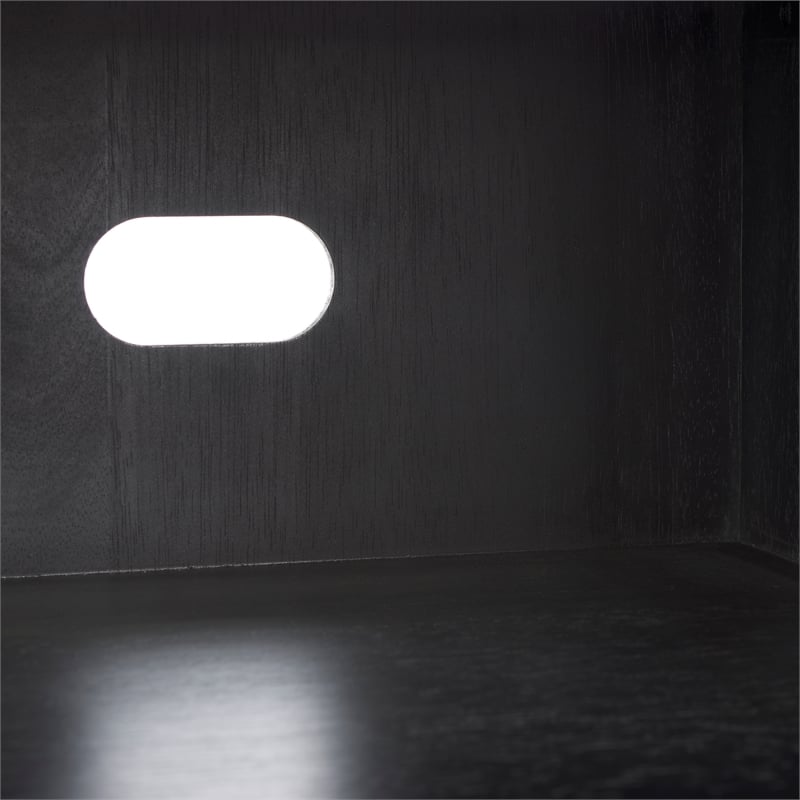 Safavieh Karol Wood and Iron 3 Door Cane Media Stand in Black / Natural