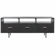 Safavieh Karol Wood and Iron 3 Door Cane Media Stand in Black / Natural