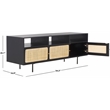 Safavieh Karol Wood and Iron 3 Door Cane Media Stand in Black / Natural