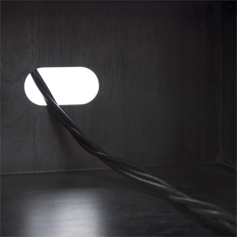 Safavieh Karol Wood and Iron 3 Door Cane Media Stand in Black / Natural