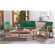 Safavieh Fontana Wood 4 Pc Outdoor Set in Natural / Green
