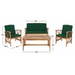 Safavieh Fontana Wood 4 Pc Outdoor Set in Natural / Green