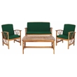 Safavieh Fontana Wood 4 Pc Outdoor Set in Natural / Green