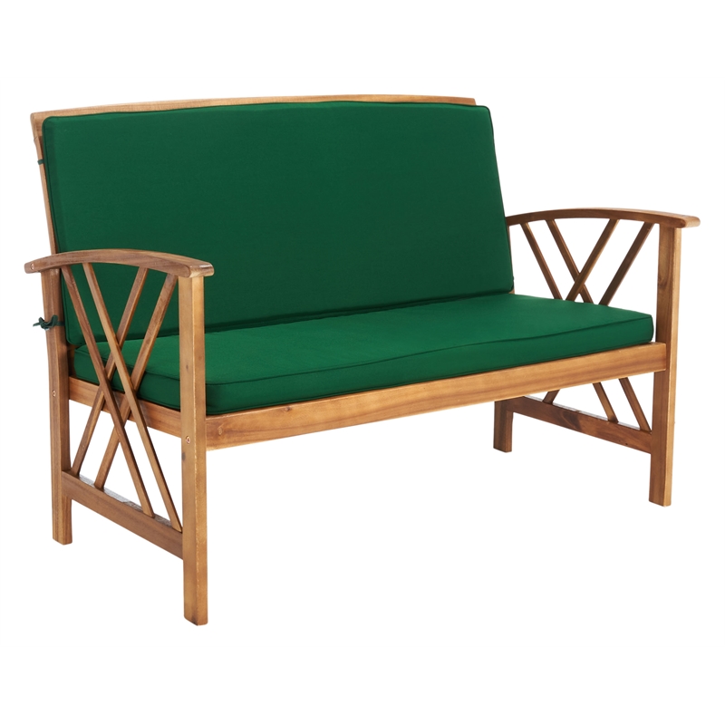 Safavieh Fontana Wood 4 Pc Outdoor Set in Natural / Green