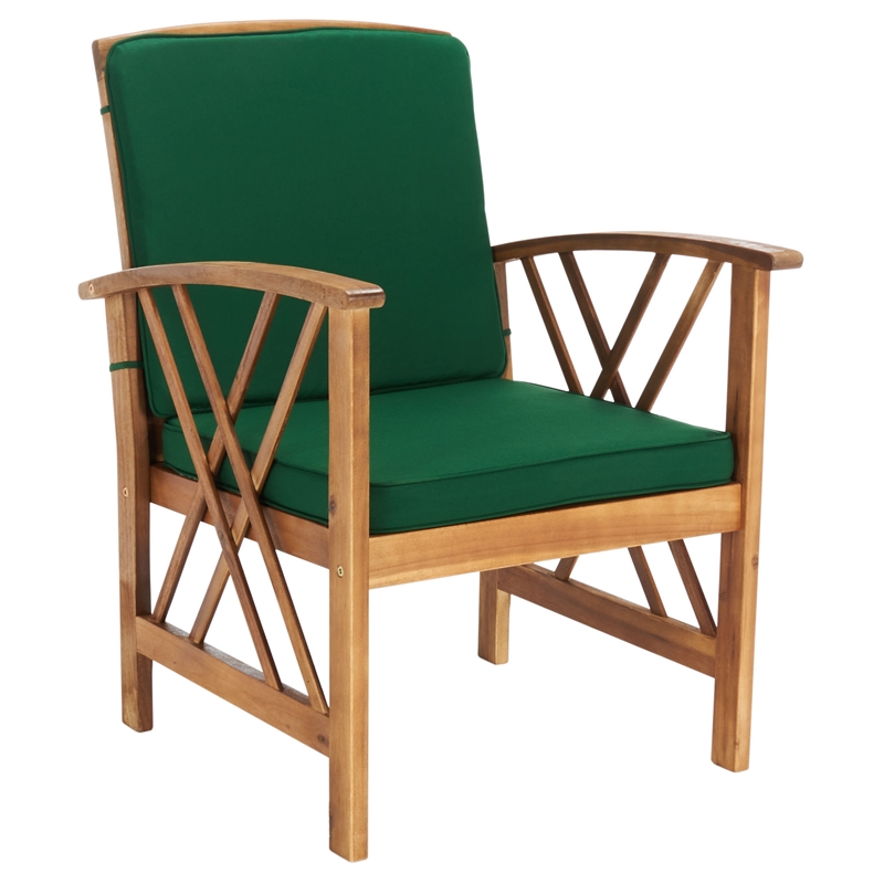 Safavieh Fontana Wood 4 Pc Outdoor Set in Natural / Green
