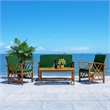 Safavieh Fontana Wood 4 Pc Outdoor Set in Natural / Green