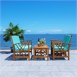 Safavieh Fontana Wood 4 Pc Outdoor Set  in Natural / Aqua