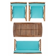 Safavieh Fontana Wood 4 Pc Outdoor Set  in Natural / Aqua