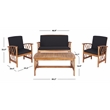 Safavieh Fontana Wood 4 Pc Outdoor Set in Natural / Black