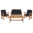 Safavieh Fontana Wood 4 Pc Outdoor Set in Natural / Black