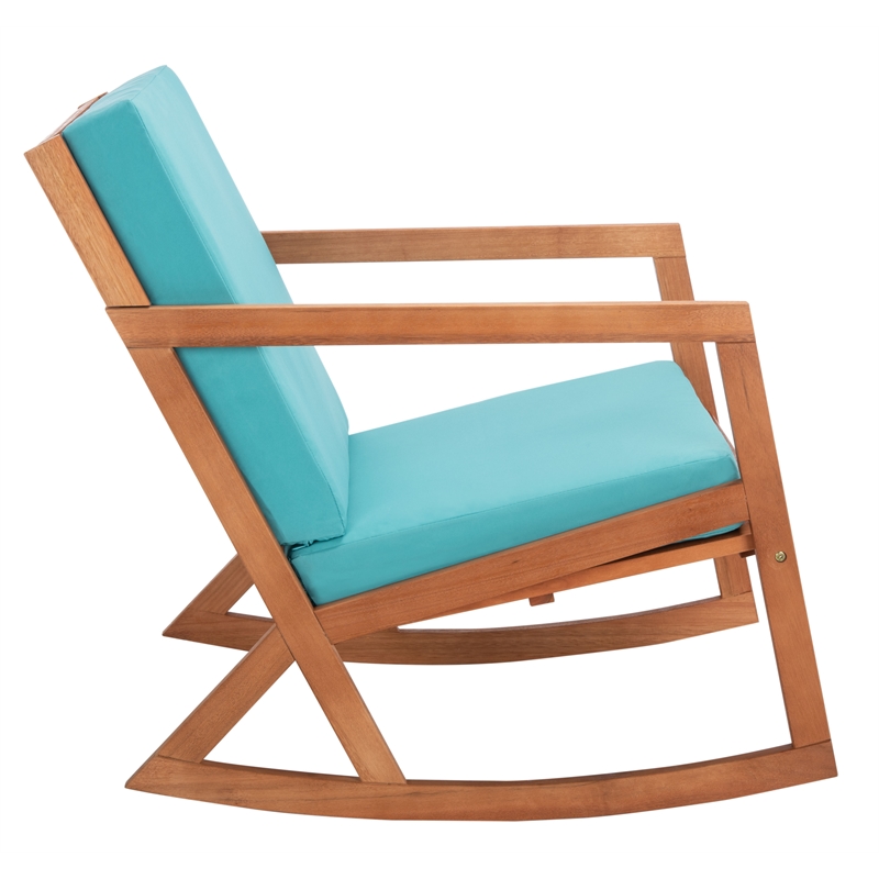 Safavieh Vernon Wood Rocking Chair in Natural / Aqua