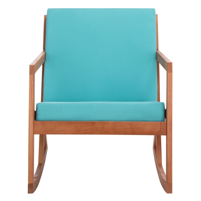 Safavieh Vernon Wood Rocking Chair in Natural / Aqua