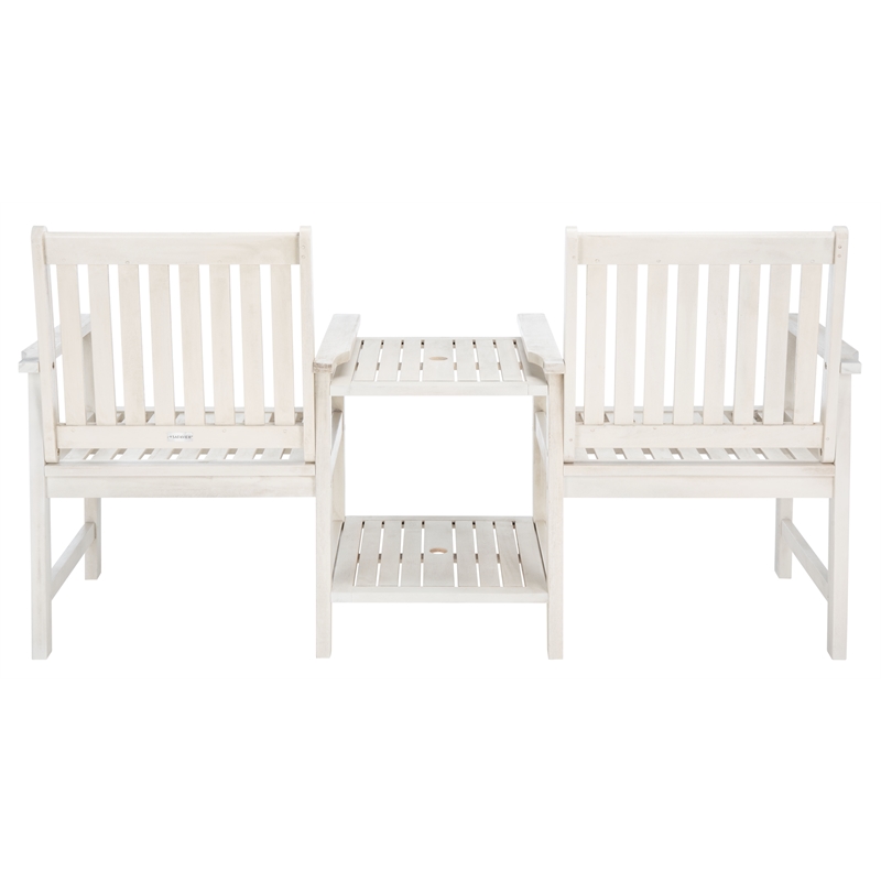Safavieh Brea Wood Twin Seat Bench  in White