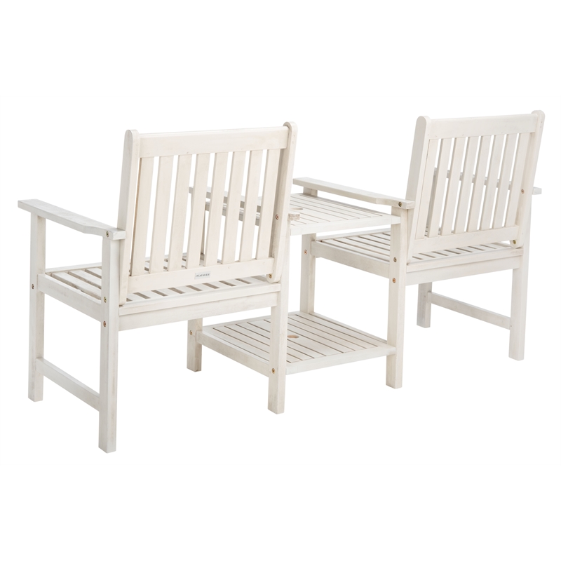 Safavieh Brea Wood Twin Seat Bench  in White