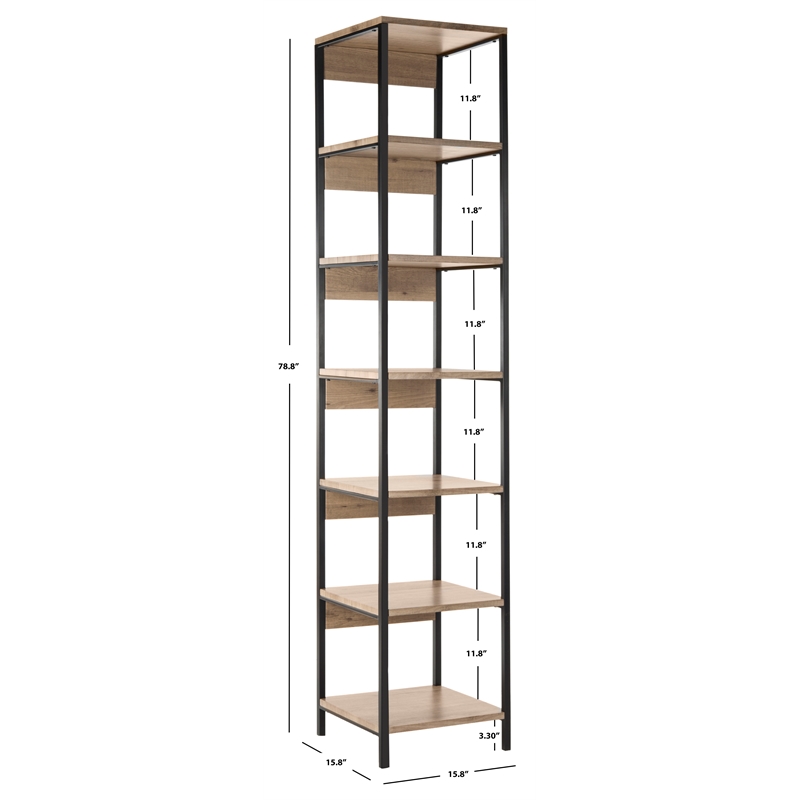 Safavieh Lisa Wood and Iron Etagere in Oak / Black