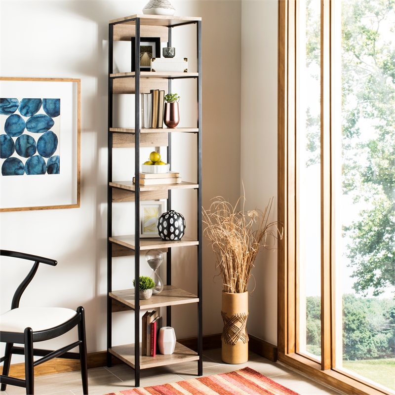 Safavieh Lisa Wood and Iron Etagere in Oak / Black