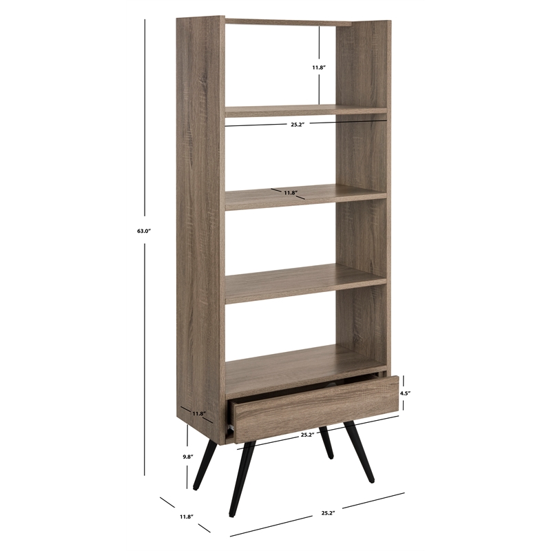 Safavieh Terrence Wood and Iron Etagere in Light Brown / Black