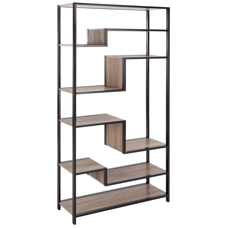Safavieh Joanna Wood and Iron  Etagere in Light Brown / Black