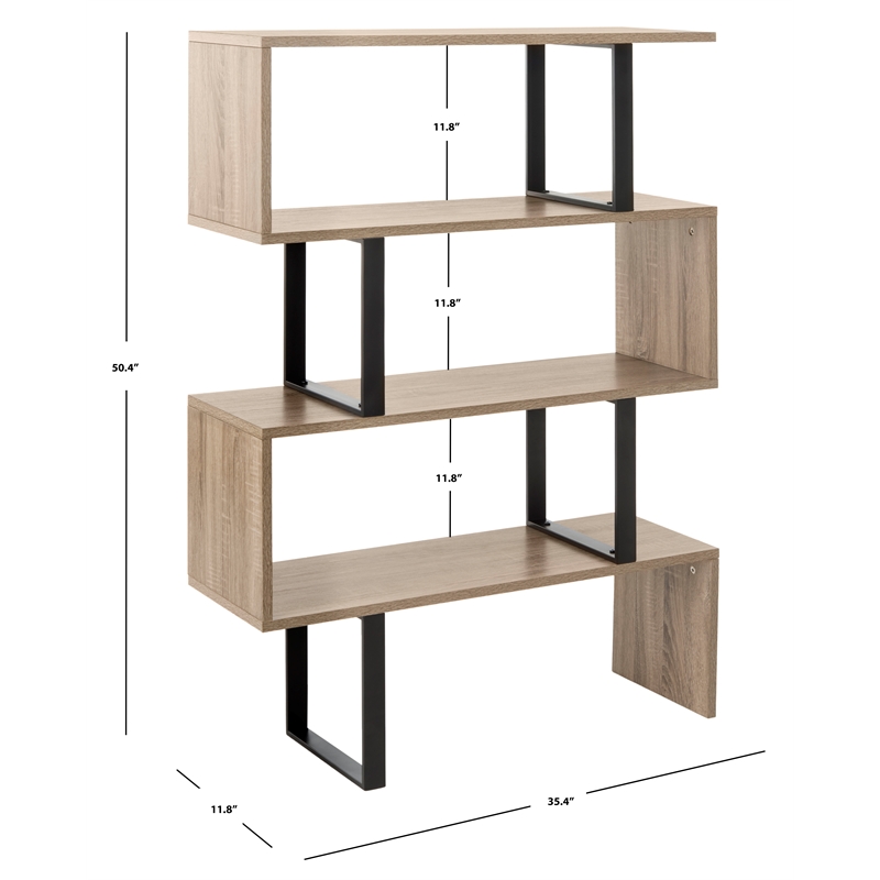 Safavieh Louise Wood and Iron Etagere in Light Brown / Black