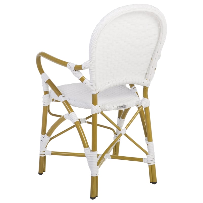 Safavieh Hooper Wood and Metal Arm Chair in White
