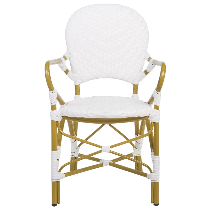 Safavieh Hooper Wood and Metal Arm Chair in White