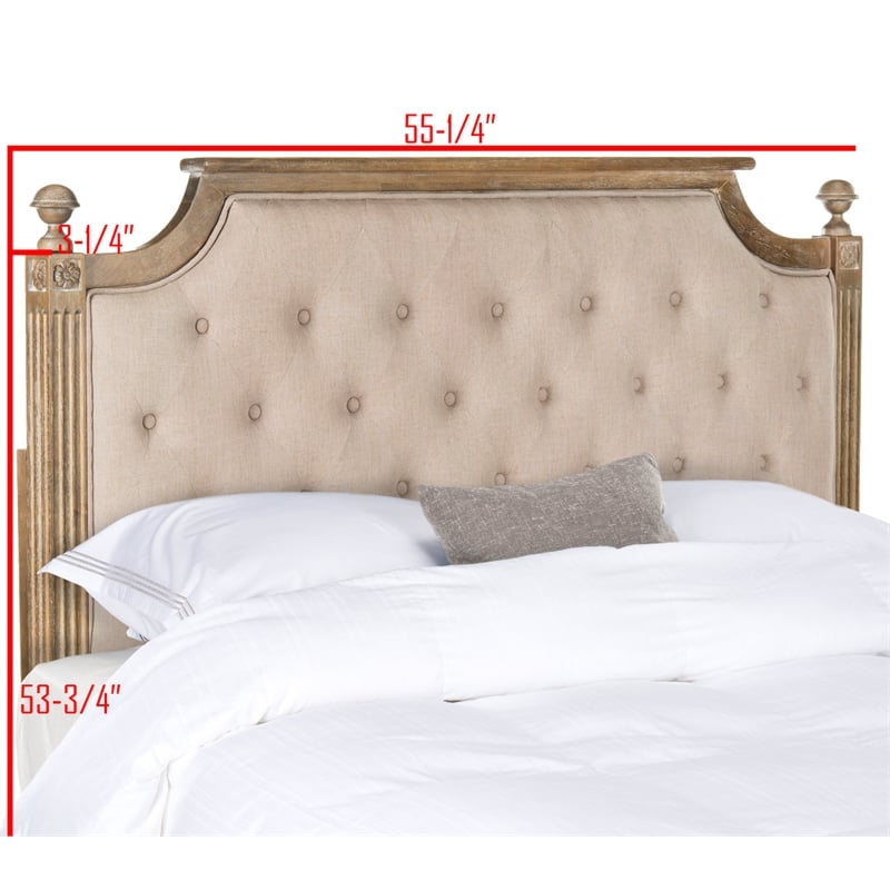 Safavieh Rustic Wood and Linen Headboard  in Taupe / Oak