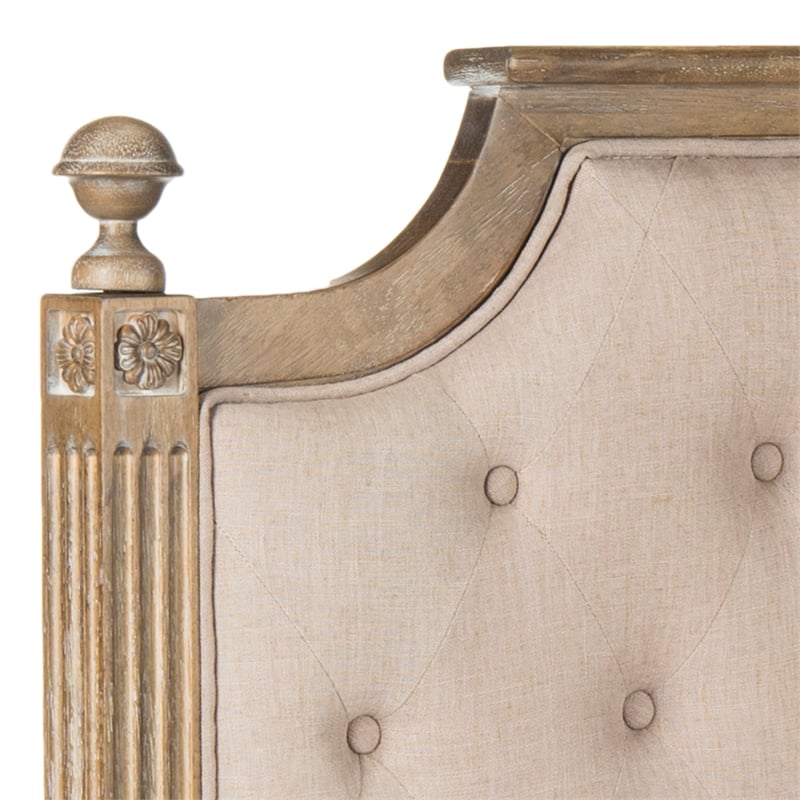 Safavieh Rustic Wood and Linen Headboard  in Taupe / Oak