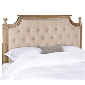 Safavieh Rustic Wood and Linen Headboard  in Taupe / Oak