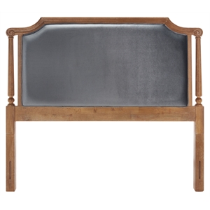 Safavieh Hudson Wood and Velvet Headboard  in Gray / Oak