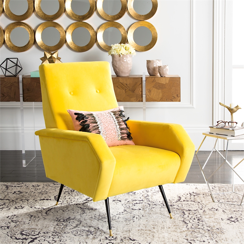 Safavieh Aida Wood and Iron Accent Chair in Yellow