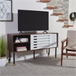 Safavieh Shiloh Wood and Metal Media Stand in White / Walnut