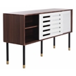Safavieh Shiloh Wood and Metal Media Stand in White / Walnut