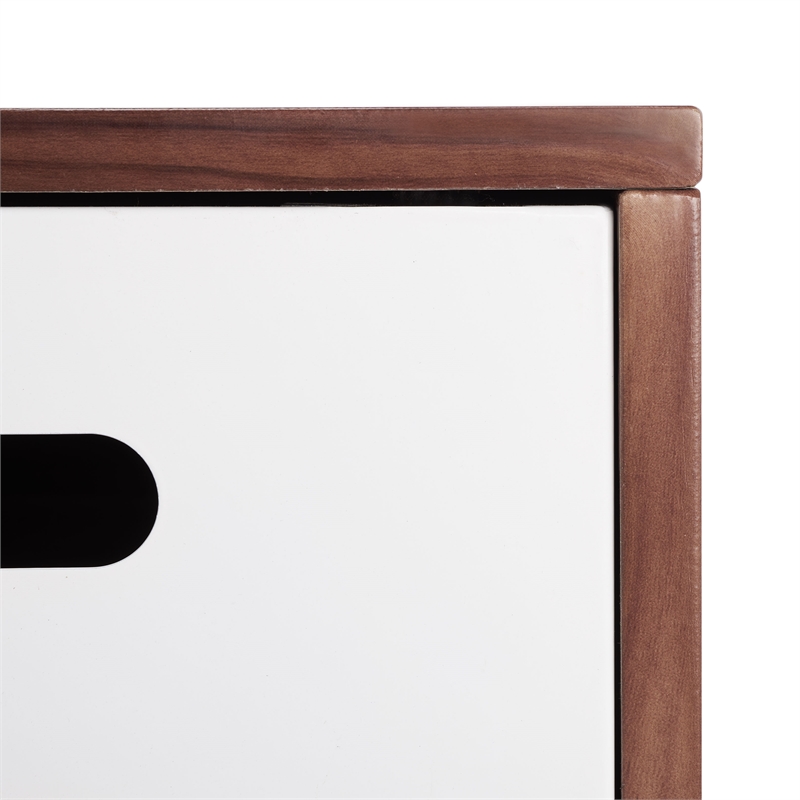 Safavieh Shiloh Wood and Metal Media Stand in White / Walnut